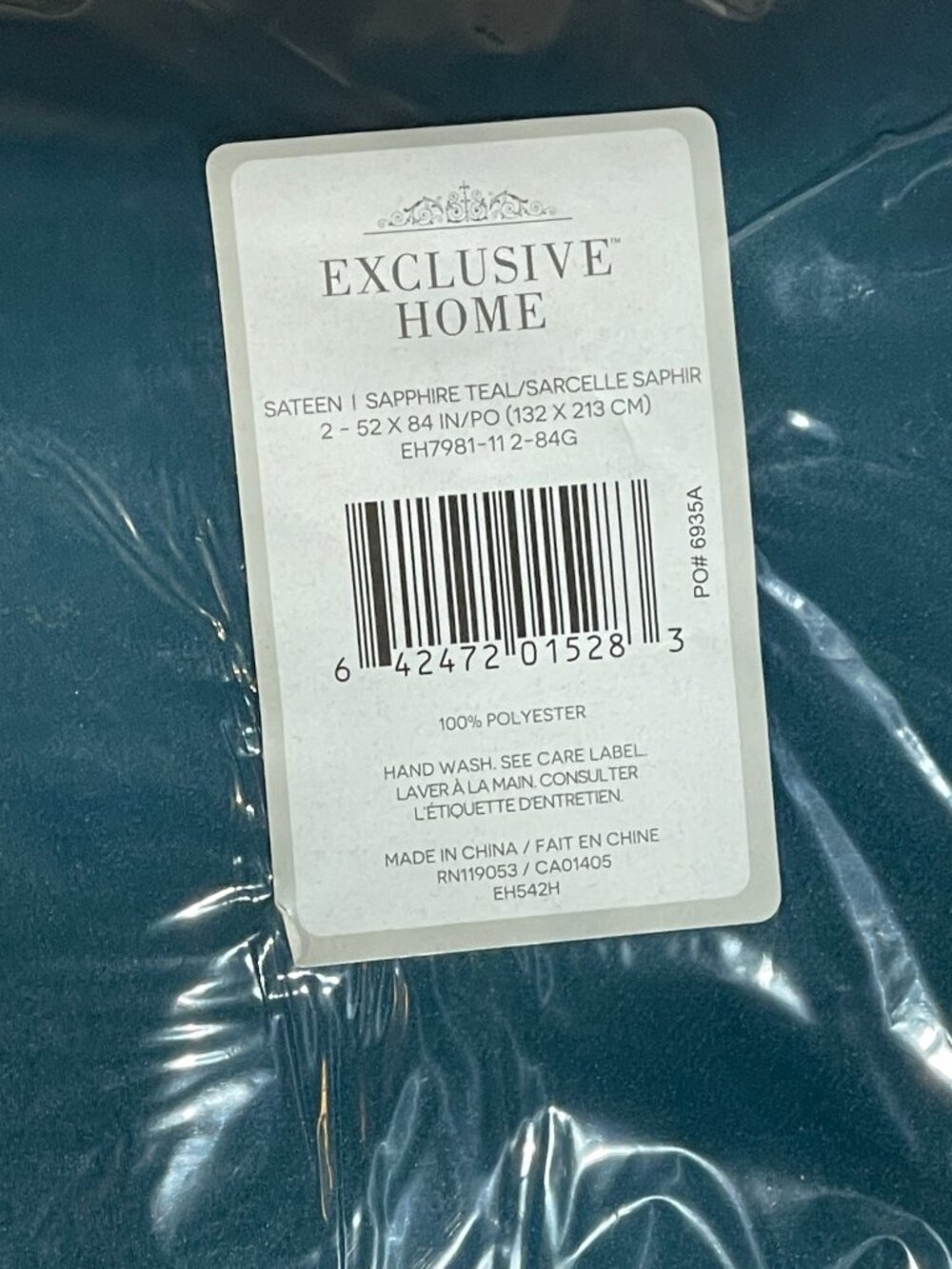 3-NEW Exclusive Home Sateen 52x84" Curtains Sapphire Teal (2 Panels in each Pack